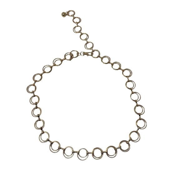 Vintage Gold Tone Double O-Ring Link Chain Belt Adjustable Orb Charm 39\